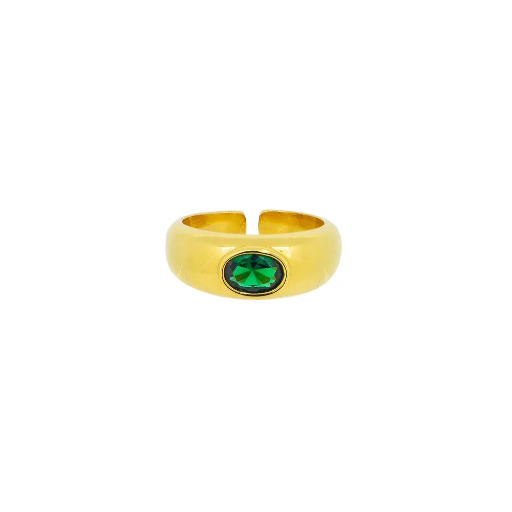 Jolie & Deen Araminta Ring - Gold/Green