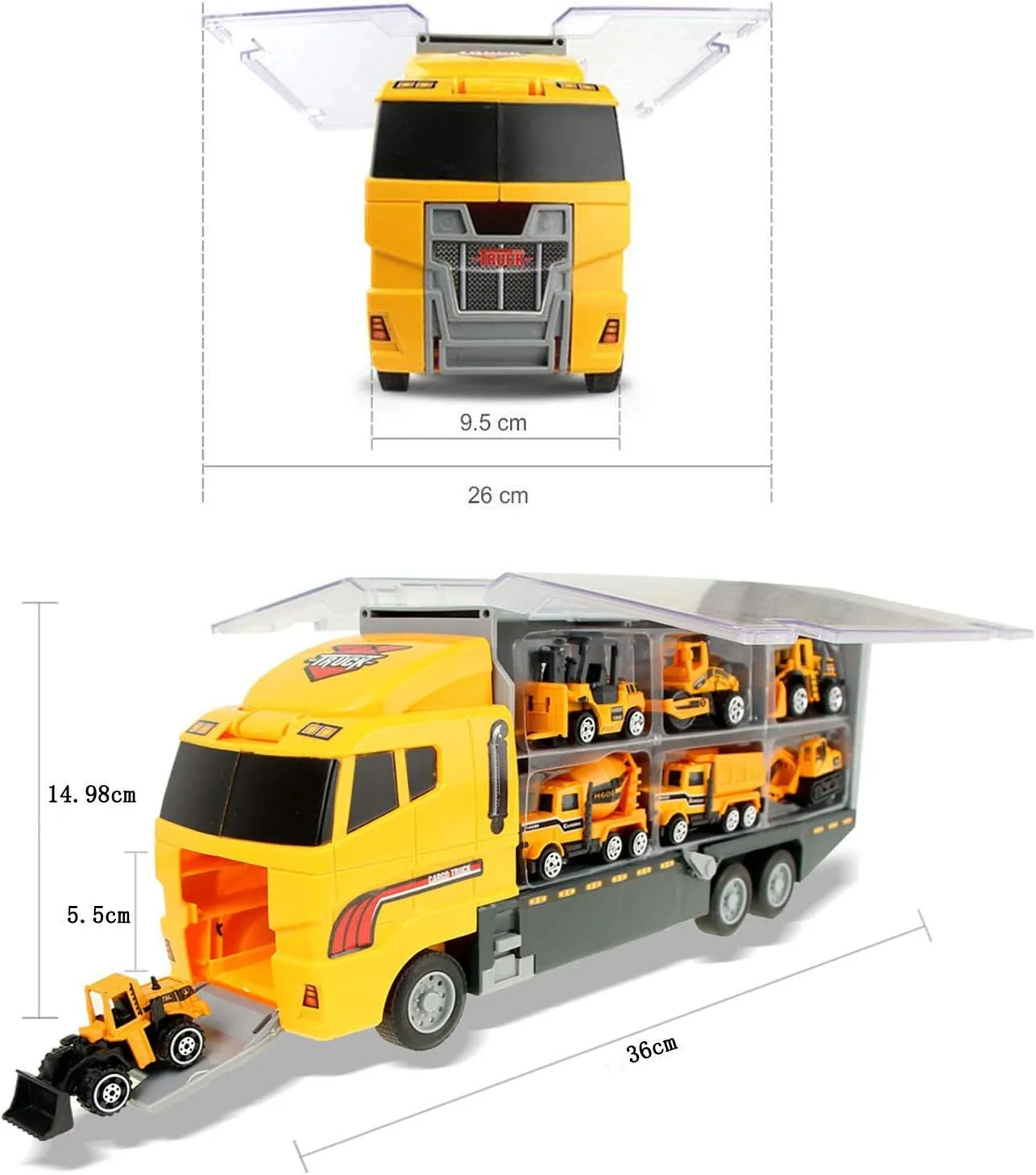 Joyfia Toys for Boys, 11 in 1 Engineering Die-cast Construction Car Toddler Toys, Excavator Dumper Bulldozer, Kids Transport Carrier Truck Vehicles Gifts for Age 3 4 5 6 7 Year Old Boys
