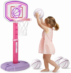 JOYIN Toddler Basketball Hoop, Adjustable Basketball Goal with 4 Balls for Kids Indoor Outdoor Play, Basketball Arcade Game, Christmas Birthday Gift for Boys Girls Age 1 and Up - Air Pump Included