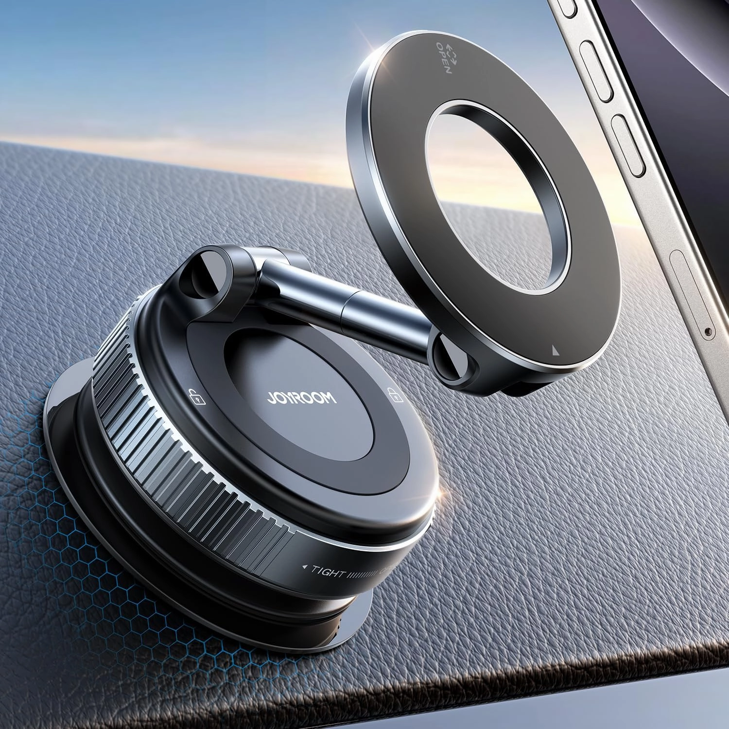 JOYROOM Magsafe Suction Cup Phone Mount, Vacuum Magnetic Phone Holder for Car, 360° Metal Strut Magsafe Car Mount for iPhone 16 Pro Max Plus/iPhone 15 14 13 12 & Android Magsafe Case, Dark Blue