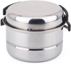 JSEIAJB Stainless Steel Outdoor Pan Set Camping Cookware Portable Frying Pan Steaming Rack Pots Hiking Picnic Cooking Tableware