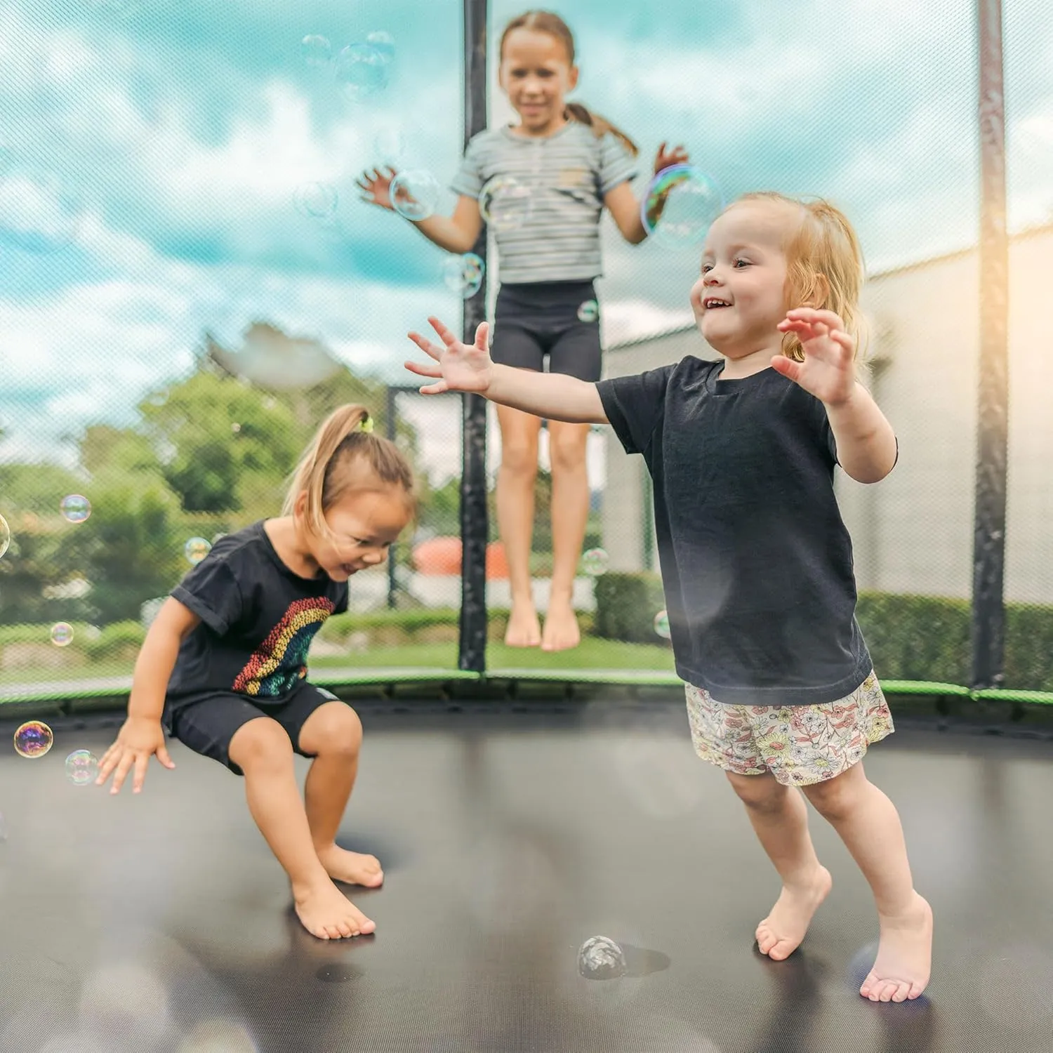 JumpFlex Hero Trampoline 12FT 14FT 15FT Round Outdoor Backyard Trampoline with ASTM Approved Net Safety Enclosure, Hoop, Ladder & Fast Assembly