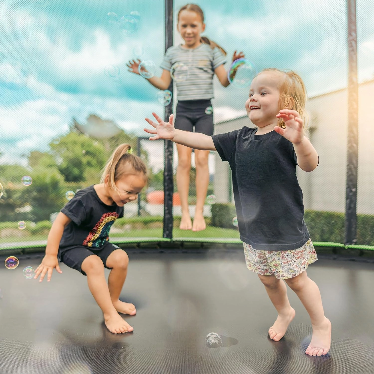 JumpFlex Trampoline with Basketball Hoop - Hero 12FT 14FT 15FT Round Outdoor Backyard Trampoline ASTM Approved with Net Safety Enclosure & Ladder Playset with Fast Assembly