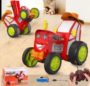 Jumpfury Stunt Car with Lights and Music, Jump Fury Remote Control Car, Rocking and Rolling Electric Train Toy with Lights and Music, 90° Upright Walk, Wireless Remote Control Dance Stunt Car (Red)