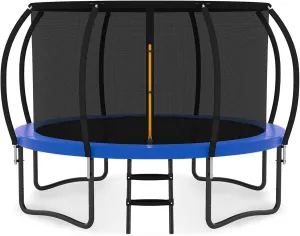 JUSTJUMP Trampoline 8FT 10FT 12FT 14FT 16FT Trampoline Outdoor with Basketball Hoop, Ladder, Rebounder Trampoline for Kids Adults with Enclosure Net, Heavy Duty Trampoline for Backyards