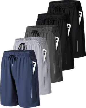 JWJ Mens Athletic Gym Workout Shorts Lightweight Quick Dry Running Basketball Shorts with Zipper Pockets