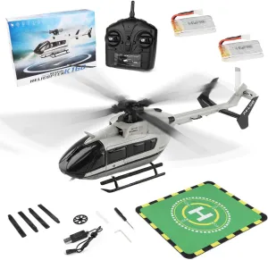 K160 EC-145 Remote Control Helicopter, 160 Size Flybarless RC Helicopter with Adjustable Left and Right Hand Throttle for Adults Beginners, with 2-Batteries (RTF Version)