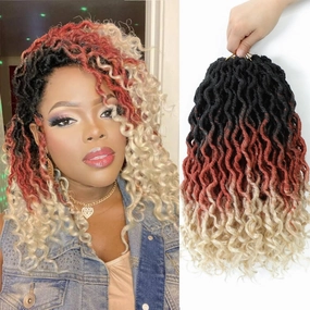 Karida Goddess Locs Crochet Hair 10 Inch, 8 Packs Upgraded Crochet Hair for Black Women, Pre Looped Crochet Faux Locs With Curly Ends (10 Inch (Pack of 8), 1B/30/613#)
