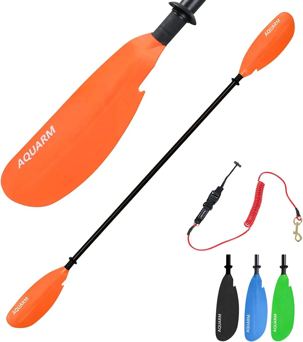 Kayak Paddle for Adult with Free Paddles Leash, 91.7 inch Lightweight Adjustable Kayaking Oars with Aluminum Shaft and Black Green Blue Orange Fiberglass Blades for Boating Canoeing