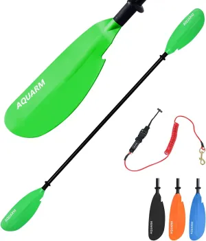 Kayak Paddle for Adult with Free Paddles Leash, 91.7 inch Lightweight Adjustable Kayaking Oars with Aluminum Shaft and Black Green Blue Orange Fiberglass Blades for Boating Canoeing