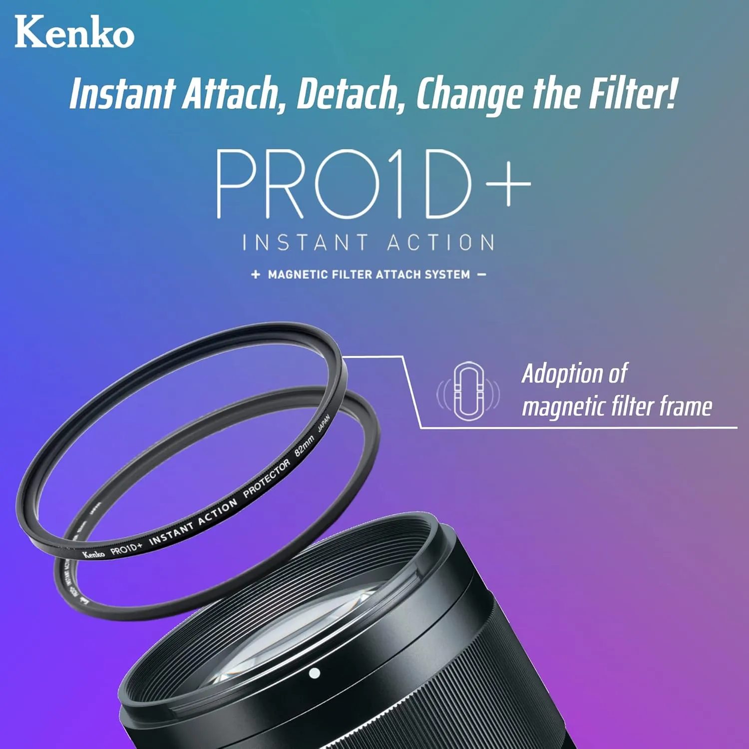 Kenko Polarizing Filter PRO1D  Instant Action C-PL Set φ49mm, Magnetic Filter, Multi-Coated, Slim Frame Design, Magnetic Adapter Ring Included