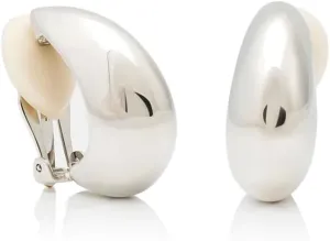Kenneth Jay Lane Polished Silver Hoop Clip Earrings