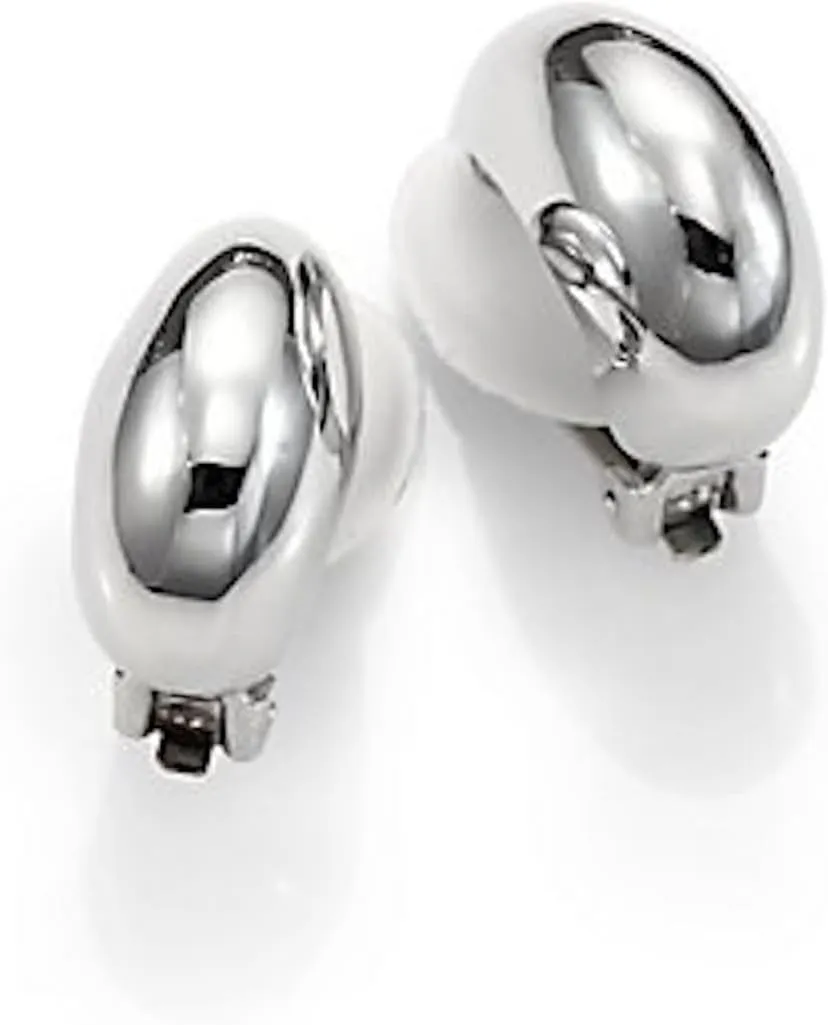 Kenneth Jay Lane Polished Silver Hoop Clip Earrings