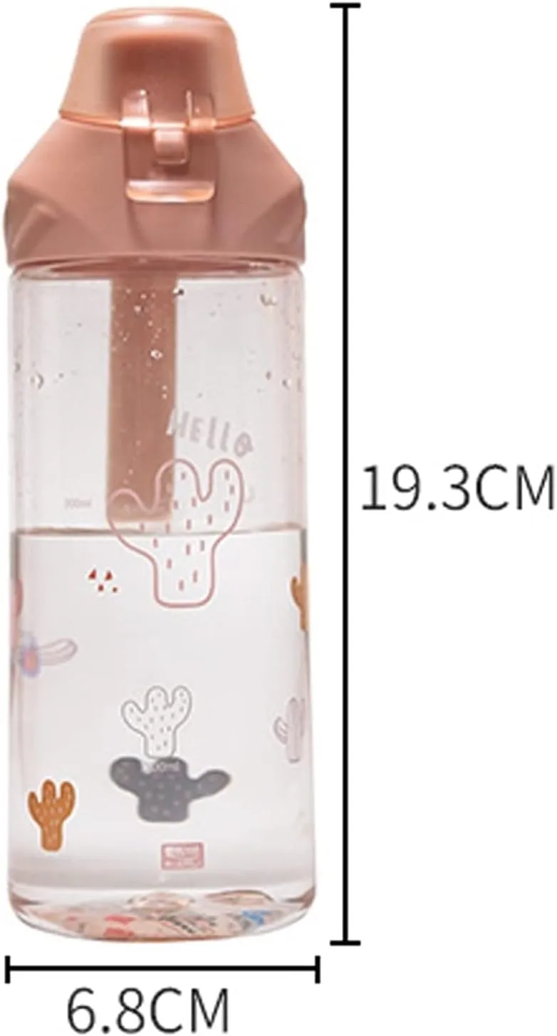 kettles Cute Sport Bottle for Students with Sealed Lid,Portable Clear Water Bottle,Protective Spout Cover,Large Cups for Students canteen(D)
