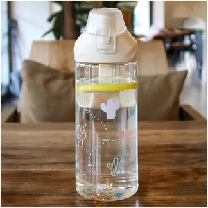 kettles Cute Sport Bottle for Students with Sealed Lid,Portable Clear Water Bottle,Protective Spout Cover,Large Cups for Students canteen(D)
