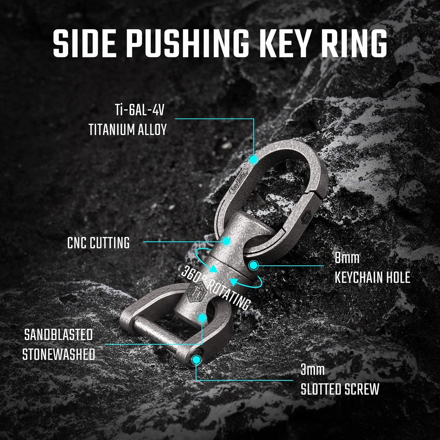 KeyUnity Titanium Swivel Key Ring Keychain Connector