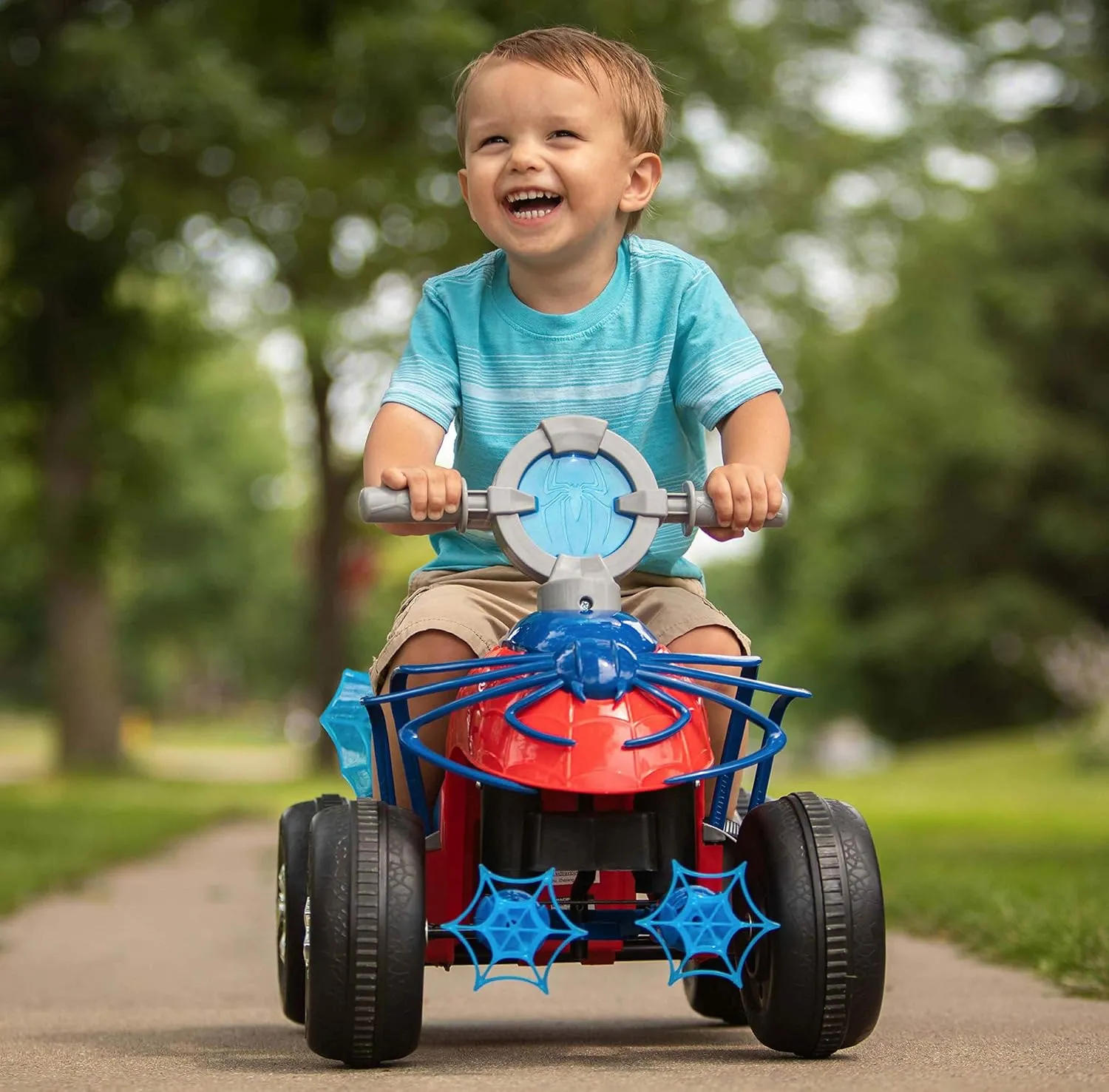 Kid Trax Toddler Marvel's Spider-Man Premium Toddler Quad Ride-On, Kids 18-30 Months, 6V Battery and Charger Included, Max Weight 44 lbs, Red