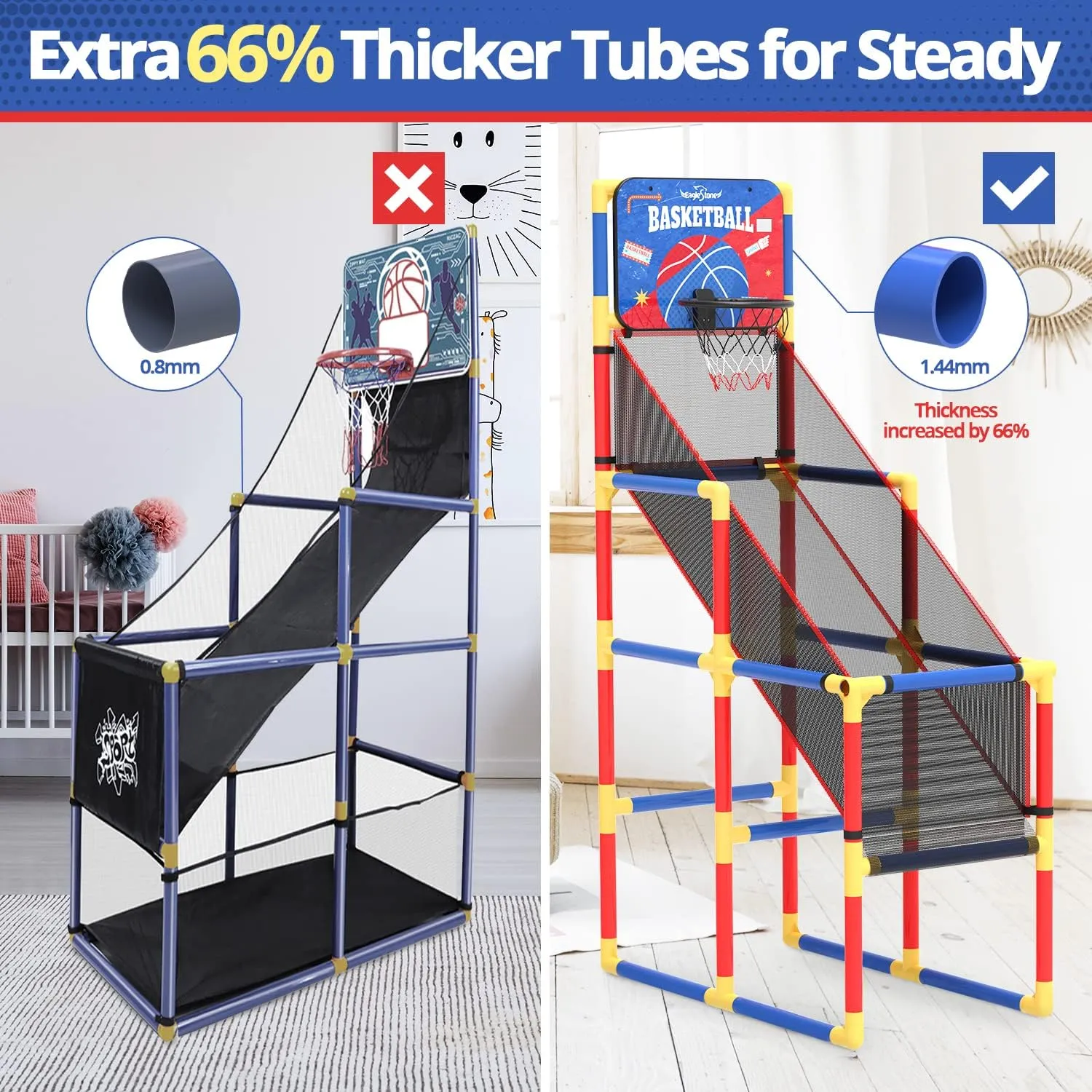Kids Arcade Basketball Game with Electronic Scoreboard and Cheer Sounds, Indoor Outdoor Basketball Hoop with 4 Balls, Game Toy Gift for Ages 3-12 Boys and Girls