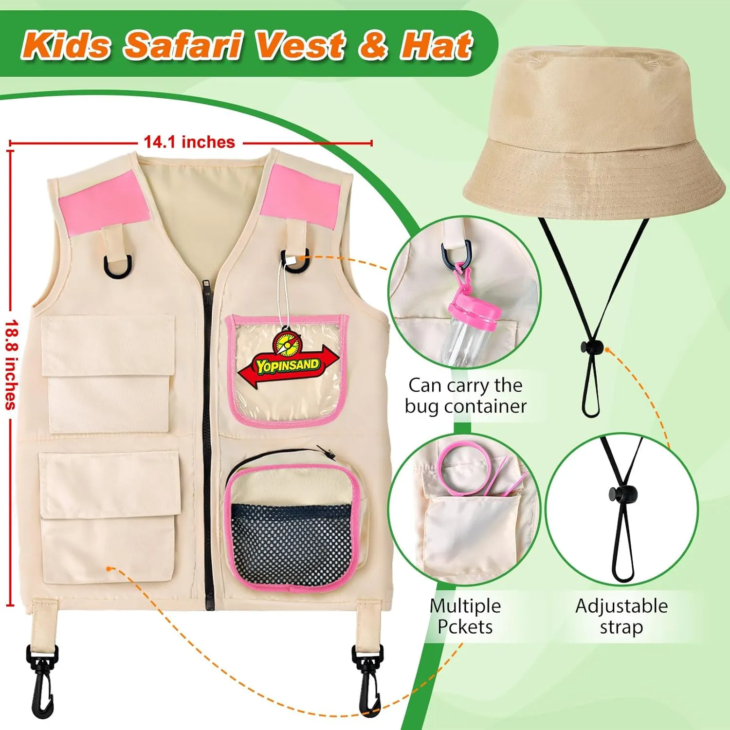 Kids Explorer Kit & Bug Catcher Kit, Camping Gear for Kids, Outdoor Exploration Set with Vest & Hat, Backpack, Ideal Outdoor Camping Adventure Toys for Boys Girls