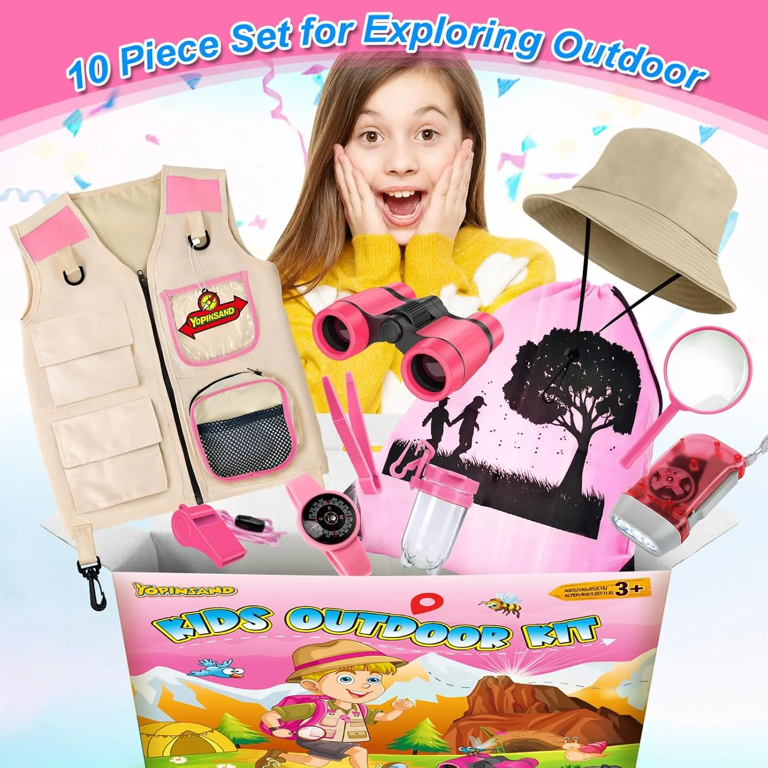 Kids Explorer Kit & Bug Catcher Kit, Camping Gear for Kids, Outdoor Exploration Set with Vest & Hat, Backpack, Ideal Outdoor Camping Adventure Toys for Boys Girls