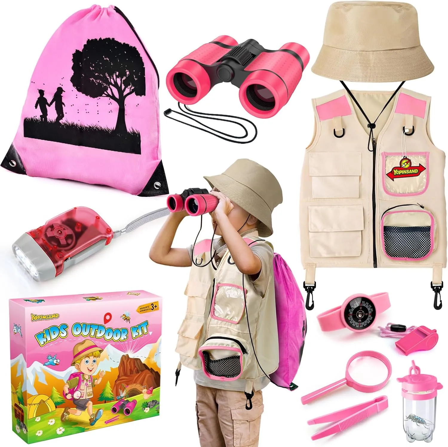 Kids Explorer Kit & Bug Catcher Kit, Camping Gear for Kids, Outdoor Exploration Set with Vest & Hat, Backpack, Ideal Outdoor Camping Adventure Toys for Boys Girls