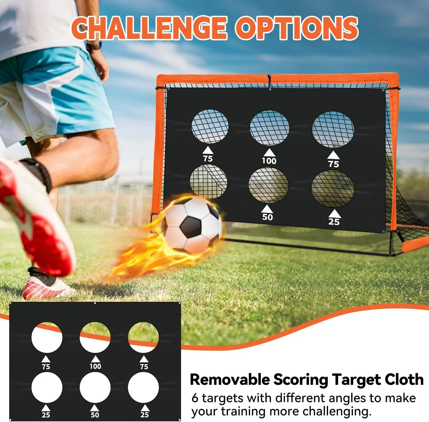 Kids Soccer Goals for Backyard Set of 2-6x4 ft Portable Pop Up Soccer Nets Training Equipment with Soccer Ball, Ladder, Cones, Ideal Birthday for Kids,Baseball & Softball Batting Cages