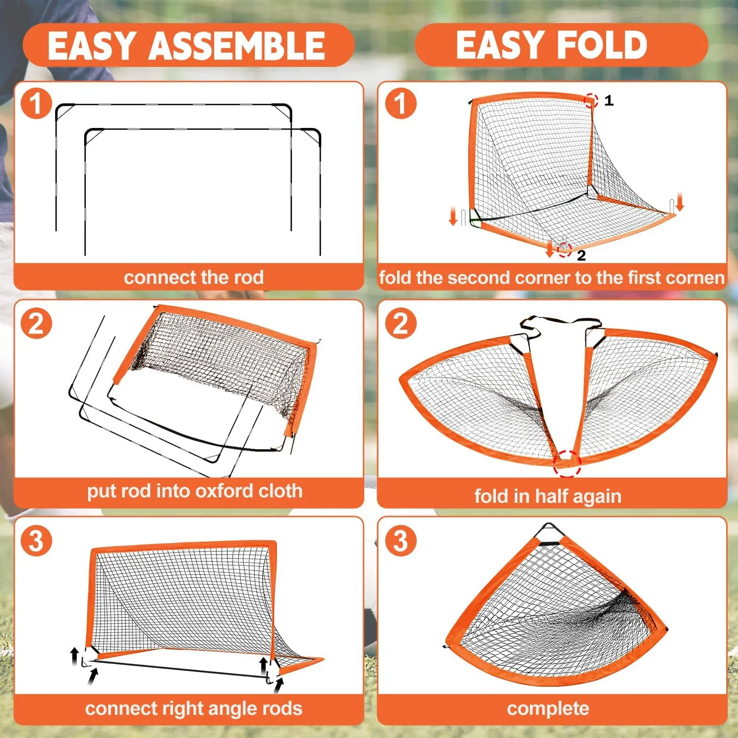 Kids Soccer Goals for Backyard Set of 2-6x4 ft Portable Pop Up Soccer Nets Training Equipment with Soccer Ball, Ladder, Cones, Ideal Birthday for Kids,Baseball & Softball Batting Cages