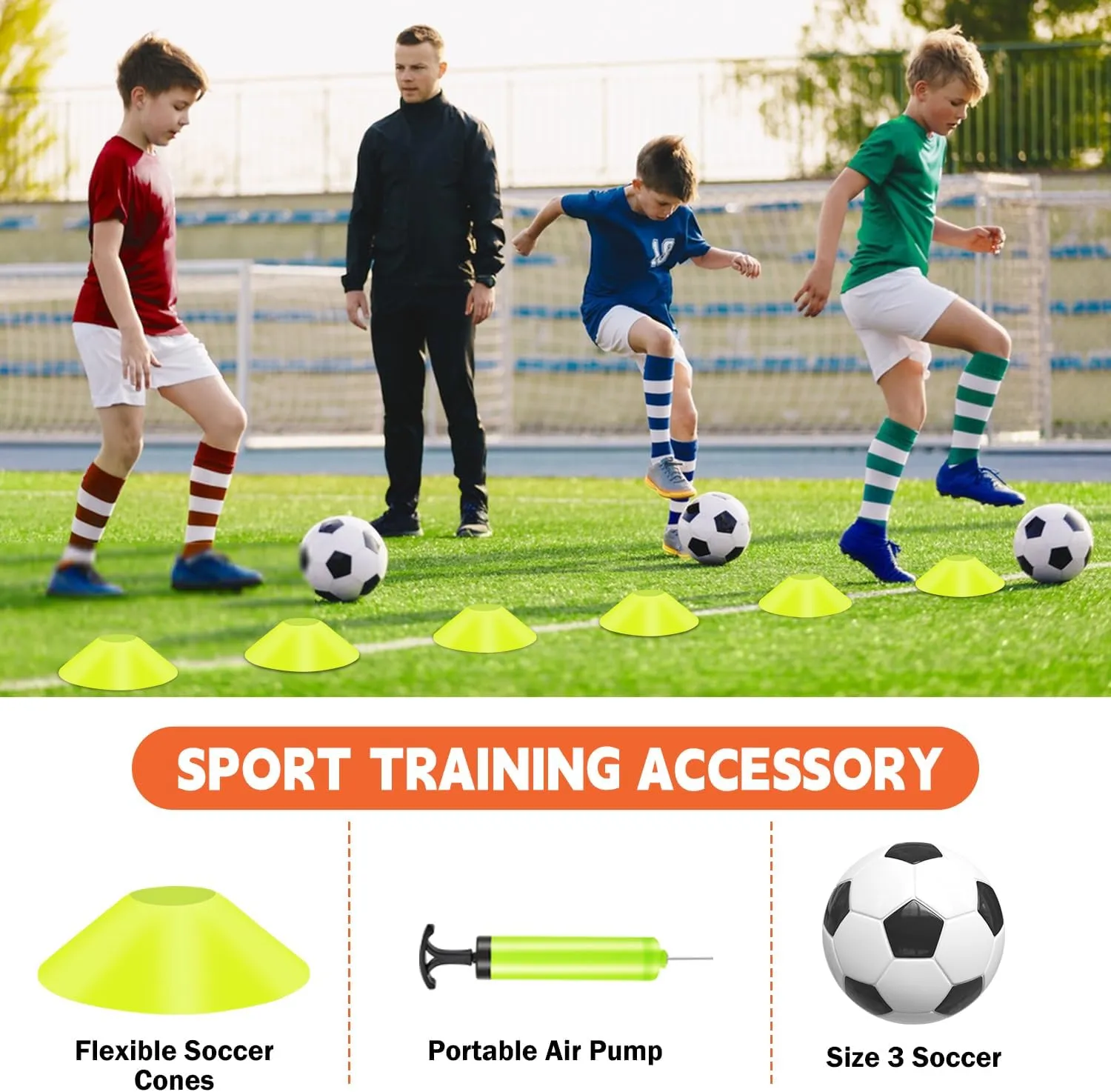 Kids Soccer Goals for Backyard Set of 2-6x4 ft Portable Pop Up Soccer Nets Training Equipment with Soccer Ball, Ladder, Cones, Ideal Birthday for Kids,Baseball & Softball Batting Cages