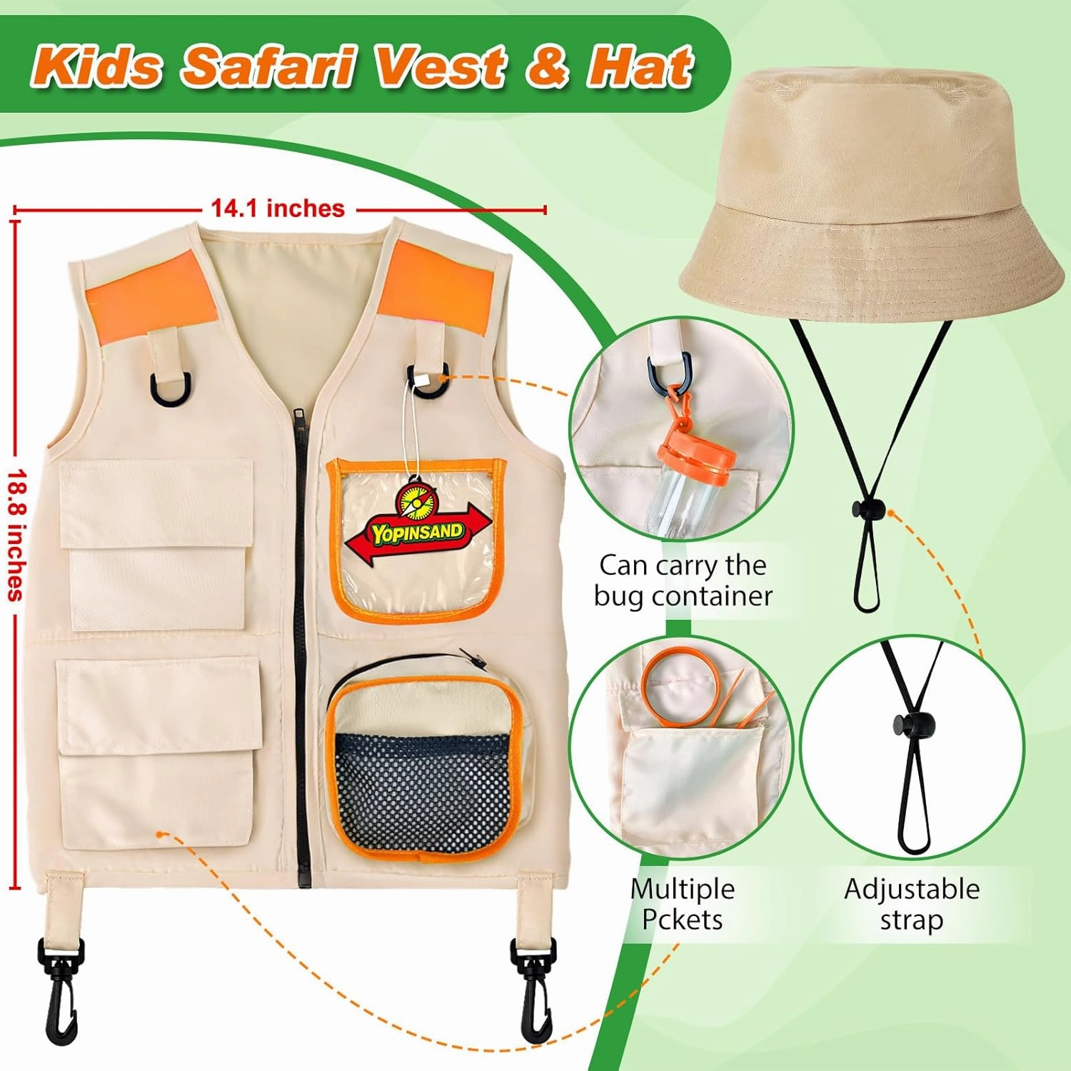 Kids Explorer Kit & Bug Catcher Kit, Kids Camping Gear for Kids, Outdoor Exploration Set with Vest & Hat, Ideal Outdoor Camping Adventure Toys for Boys Girls