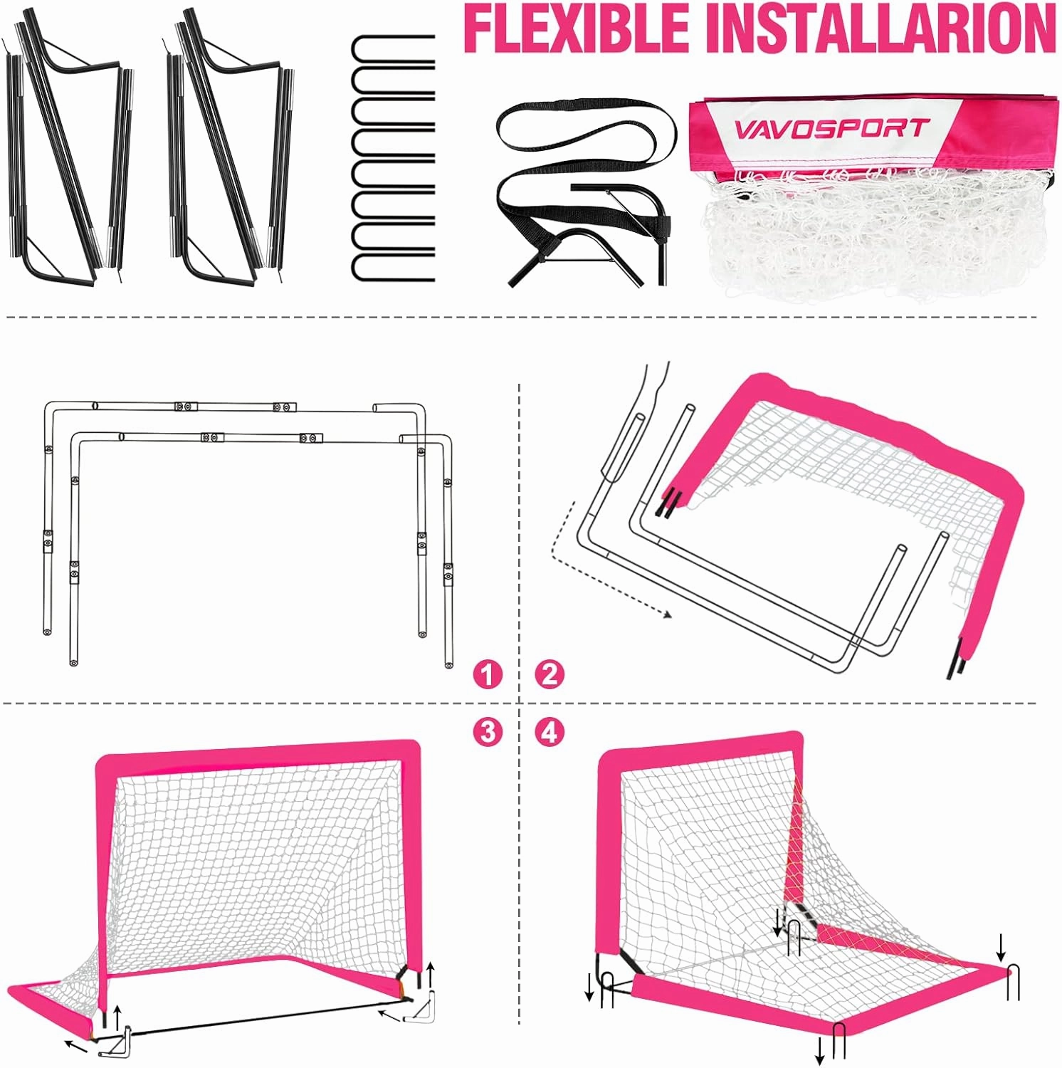 Kids Soccer Goals for Backyard Set - 2 of 4' x 3' Portable Soccer Goal Training Equipment, Pop Up Toddler Soccer Net with Soccer Ball, Soccer Set for Kids and Youth Games, Sports