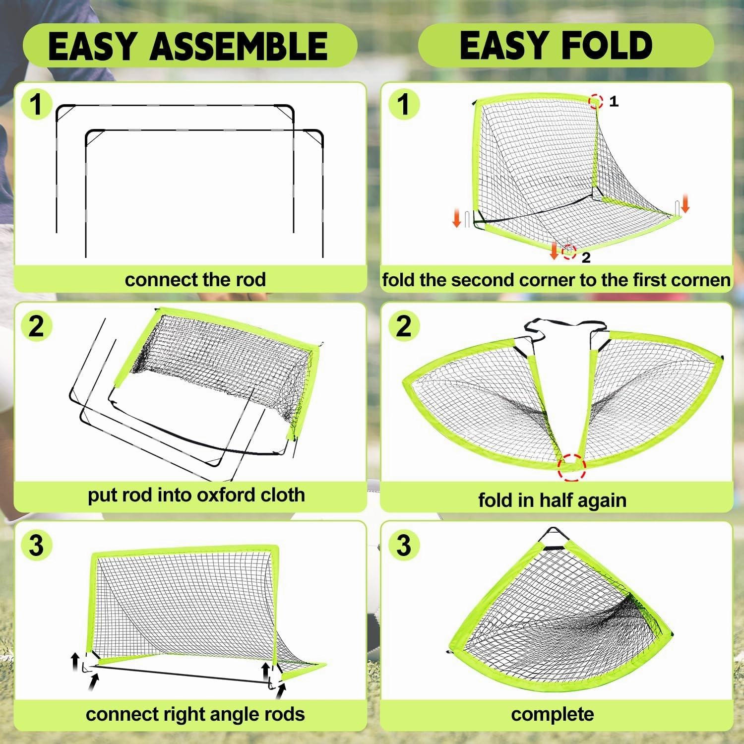 Kids Soccer Goals for Backyard Set of 2-6x4 ft Portable Pop Up Soccer Nets Training Equipment with Soccer Ball, Ladder, Cones, Ideal Birthday for Kids,Baseball & Softball Batting Cages