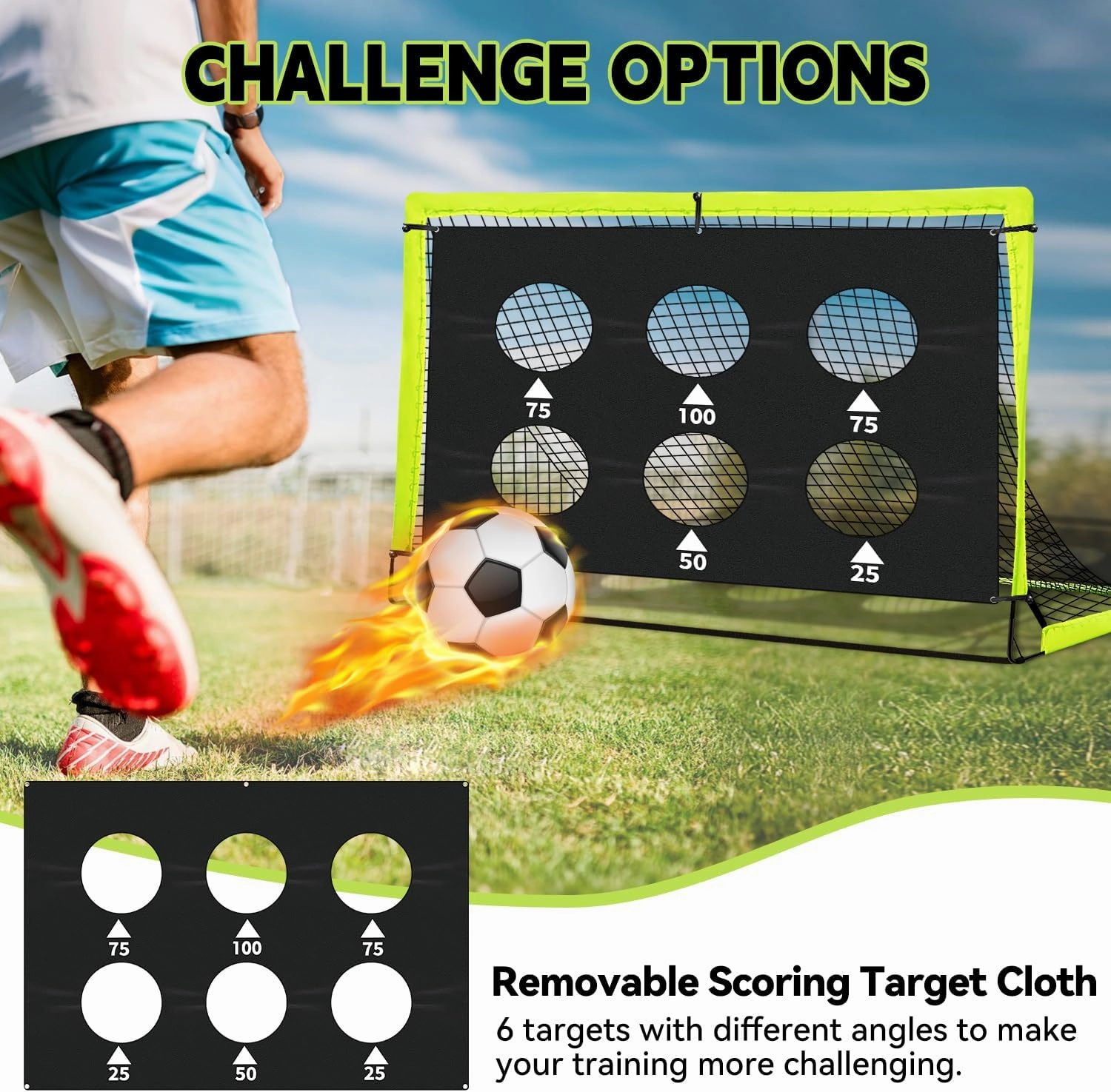 Kids Soccer Goals for Backyard Set of 2-6x4 ft Portable Pop Up Soccer Nets Training Equipment with Soccer Ball, Ladder, Cones, Ideal Birthday for Kids,Baseball & Softball Batting Cages