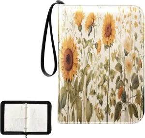 Kigai Colorful Flowers Card Binder 4-Pocket Trading Card Binder Game Card Collection Binder Album Holder with 50 Removable Sleeves Up to 400 Sports Cards