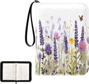 Kigai Colorful Flowers Card Binder 4-Pocket Trading Card Binder Game Card Collection Binder Album Holder with 50 Removable Sleeves Up to 400 Sports Cards