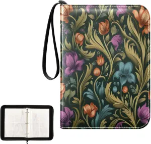 Kigai Colorful Flowers Card Binder 4-Pocket Trading Card Binder Game Card Collection Binder Album Holder with 50 Removable Sleeves Up to 400 Sports Cards