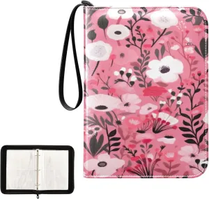 Kigai Colorful Flowers Card Binder 4-Pocket Trading Card Binder Game Card Collection Binder Album Holder with 50 Removable Sleeves Up to 400 Sports Cards