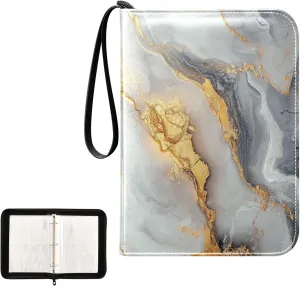 Kigai Colorful Marble Card Binder 4-Pocket Trading Card Binder Game Card Collection Binder Album Holder with 50 Removable Sleeves Up to 400 Sports Cards