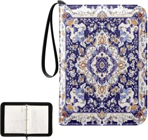 Kigai Colorful Ornamental Card Binder 4-Pocket Trading Card Binder Game Card Collection Binder Album Holder with 50 Removable Sleeves Up to 400 Sports Cards