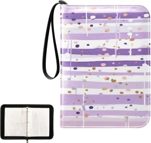 Kigai Colorful Stripes Card Binder 4-Pocket Trading Card Binder Game Card Collection Binder Album Holder with 50 Removable Sleeves Up to 400 Sports Cards