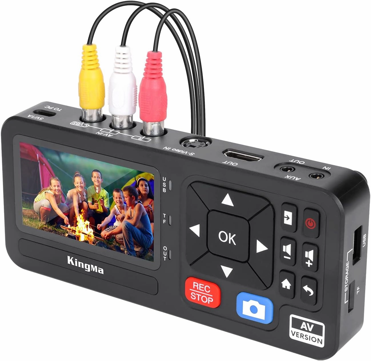 King Ma Video to Digital Converter, 1080P 30FPS Video Capture Box VHS Videorecorder Digitalisieren Capture von RCA, VCR, DVD, VHS Tapes, Hi8, Camcorders, Gaming-TF/SD/USB Storsage (AV)