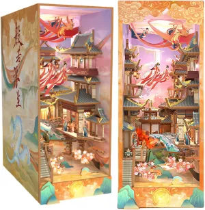 KingStora DIY Book Nook Kit - Japanese Style Miniature Dollhouse Kits with Human Body Sensor LED Light, 3D Puzzle Art Bookends, Model for Adults (Prajna)