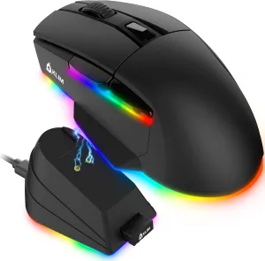 KLIM Blaze X RGB   New   Rechargeable Wireless Gaming Mouse with Charging Dock   Long-Lasting Battery   Up to 12000 DPI   Wired & Wireless Mouse PC, PS5, PS4, Mac   Black