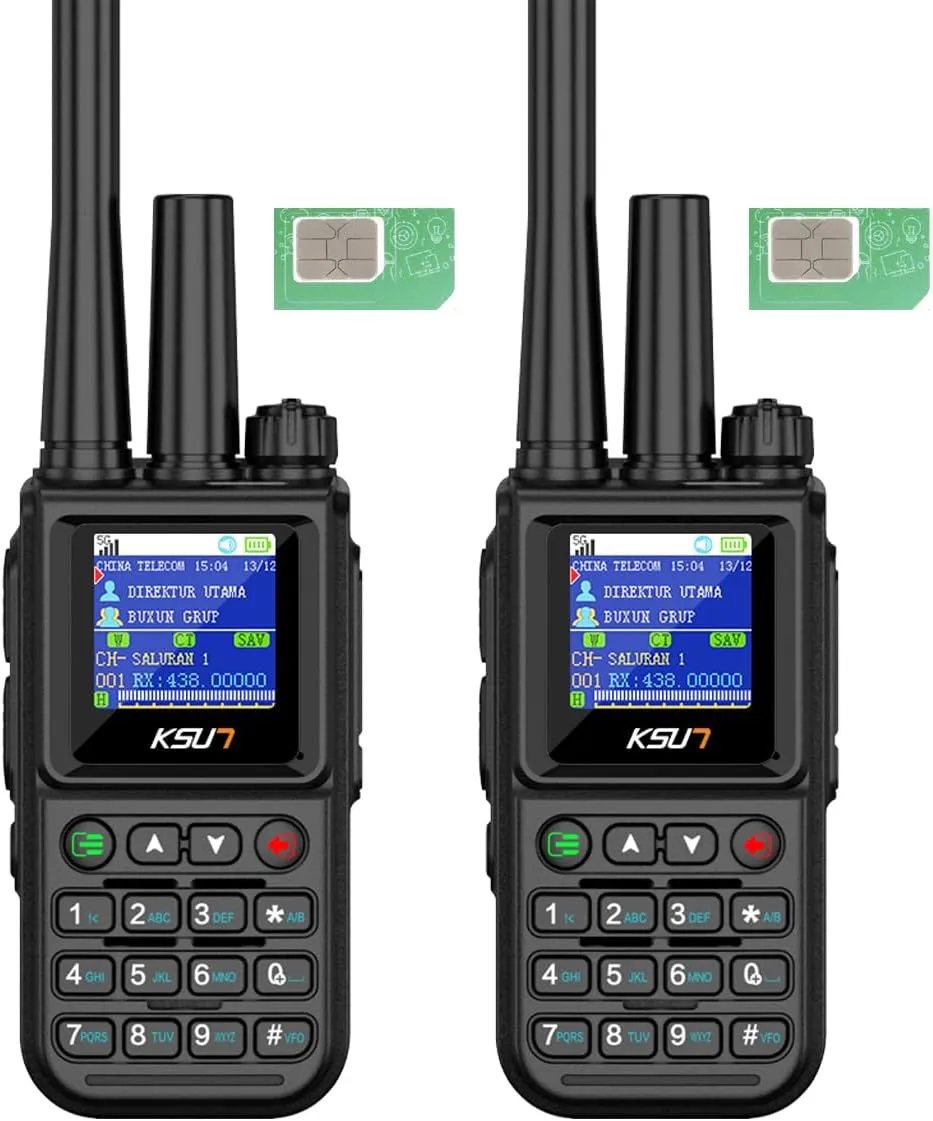 KSUN 4G Network Radio Long Range Global Walkie Talkie with Card, 200CH UHF Handheld Radio with Wireless Replication, Compact POC Two-Way Radio Rechargeable for Industrial Hiking CT80, 2 Pack