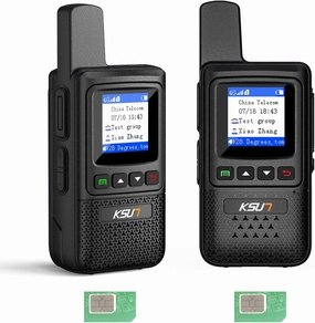 KSUN Global POC Walkie Talkie with Data Cards, Long Range Communication 4G Network Radio, Type-C Charging, Portable & Rechargeable for Hiking Camping, No Monthly Fees, 2-Pack (CT1Plus)