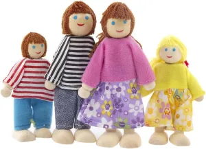 Kunhe Dollhouse Dolls Set with 4 Happy Family Dolls for Dollhouse