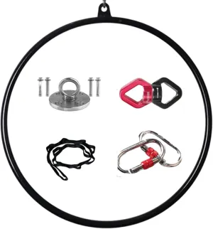 Kunovo Aerial Hoop Set Fully, Professional Metal Lyra Hoop, Aerial Yoga Ring with 1 Ceiling Anchor, 2 Locking Carabiners, 1 Swivel Buckle, 1 Nylon Strap