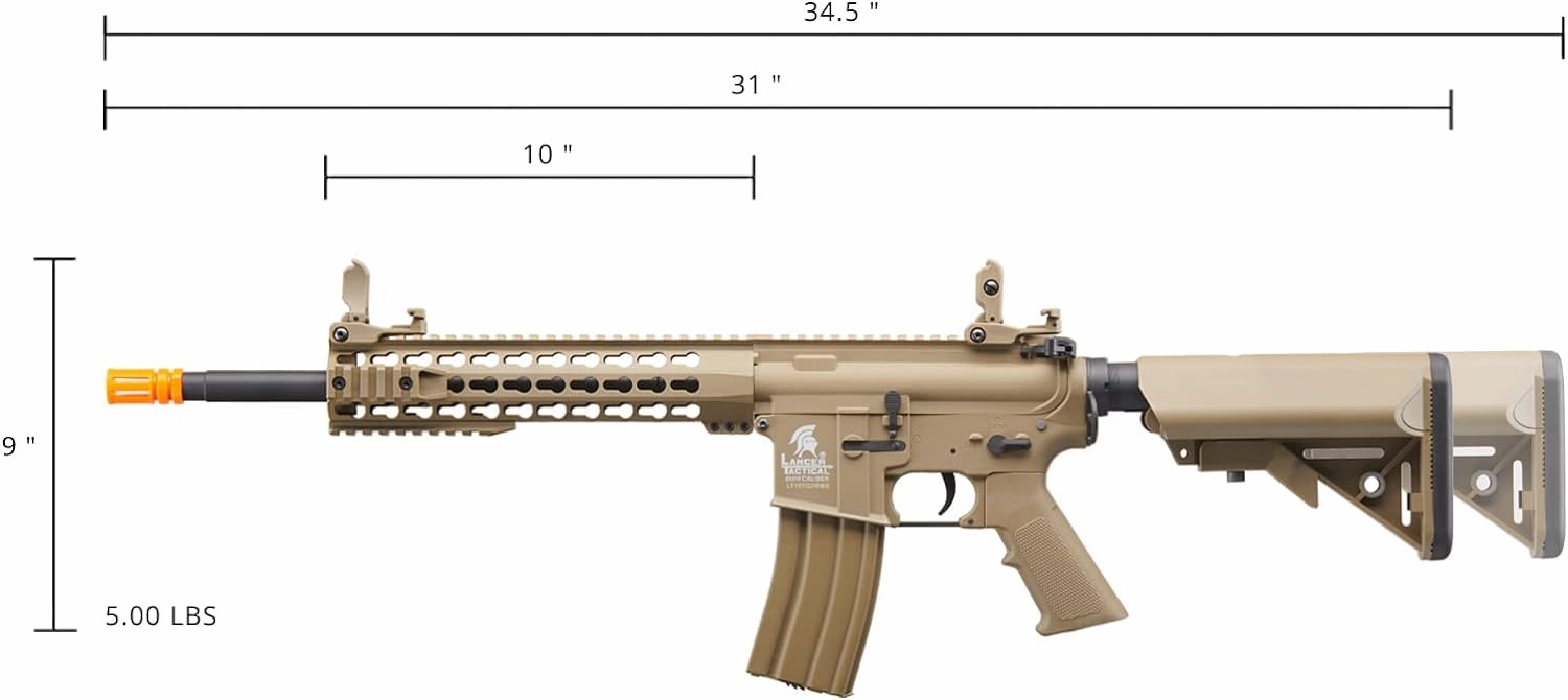 Lancer Tactical Gen 2 Airsoft M4 Carbine 10" KeyMod Piactinny AEG Rifle-1000 Rounds 0.20g BBS, 9.6v Nimh Battery & Charger Included