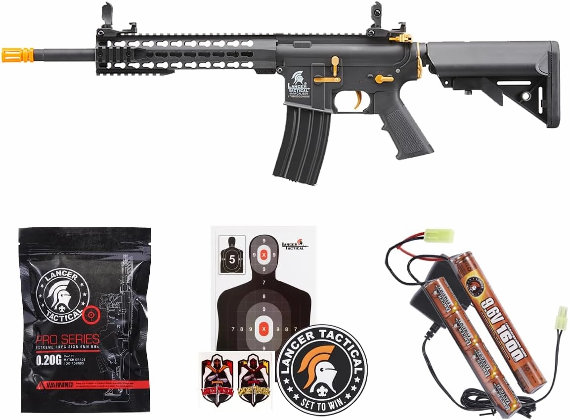 Lancer Tactical Gen 2 Airsoft M4 Carbine 10" KeyMod Piactinny AEG Rifle-1000 Rounds 0.20g BBS, 9.6v Nimh Battery & Charger Included