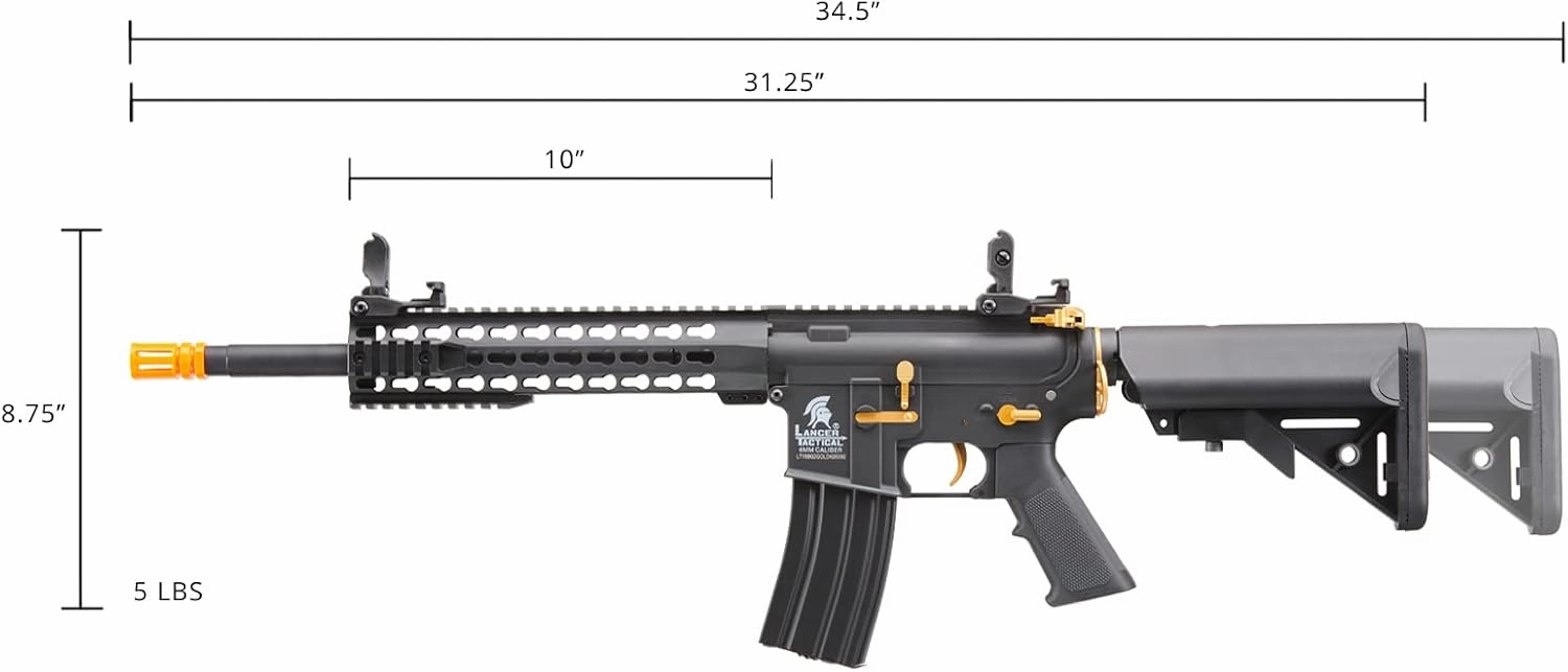 Lancer Tactical Gen 2 Airsoft M4 Carbine 10" KeyMod Piactinny AEG Rifle-1000 Rounds 0.20g BBS, 9.6v Nimh Battery & Charger Included