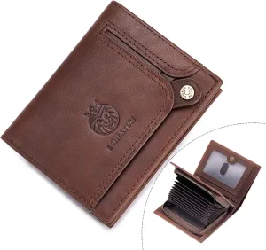 Large Capacity Wallets for Men RFID Blocking Bifold Leather Accordion Credit Card Holder Wallet with 21 Slots, Brown